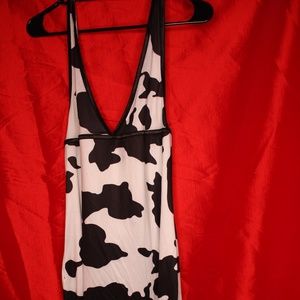 CARMIN XL HALTERTOP. DRESS COW PATTERNED